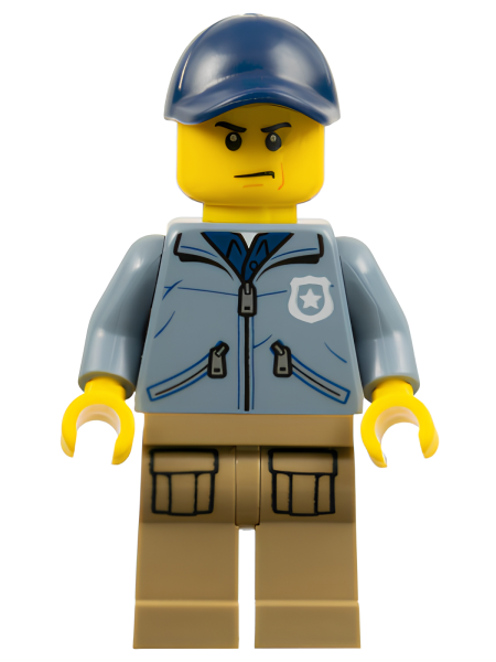 Минифигурка Lego City Mountain Police - Officer Male, Dark Blue Cap, Sand Blue Jacket cty0883 U